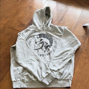 Diesel Light Gray Graphic Hoodie for Men